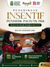 PENERIMAAN INSENTIF PENDIDIK PAUD&TK PKK KALURAHAN HARGOMULYO BULAN AGUSTUS 2026
